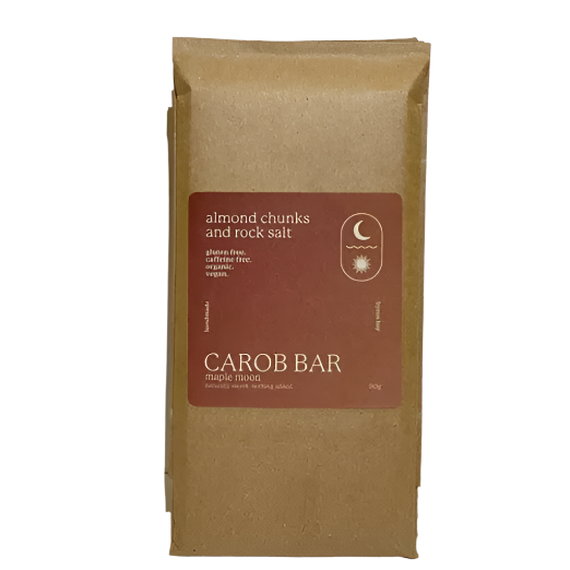 Carob Bar - Maple Moon, Almond Chunks & Rock Salt, 90g