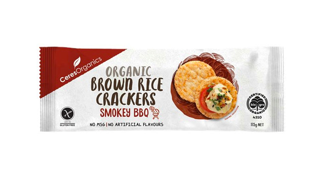 Crackers - Brown Rice, Ceres Organic, Smokey BBQ, 115g