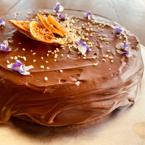 Rider Orange Almond Cake with Choc Ganache - Dairy Free
